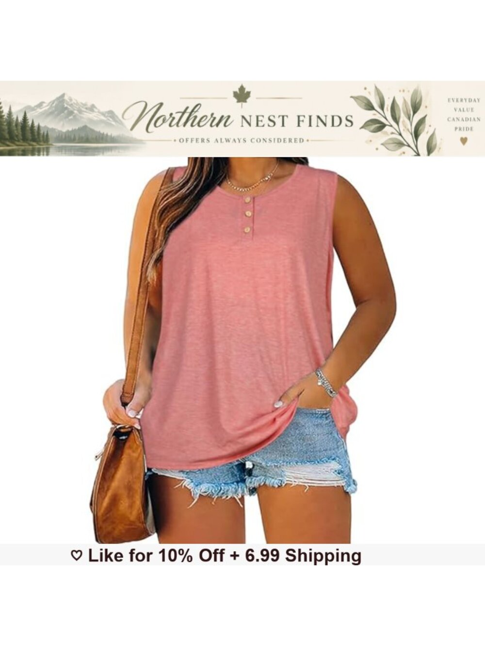 Plus Size Sleeveless Button Down Tank Top Cotton Poly Casual Shirt